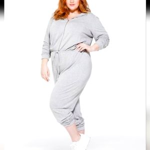 KARI LYN | Heather Gray Aurora French Terry Jumpsuit - Plus4